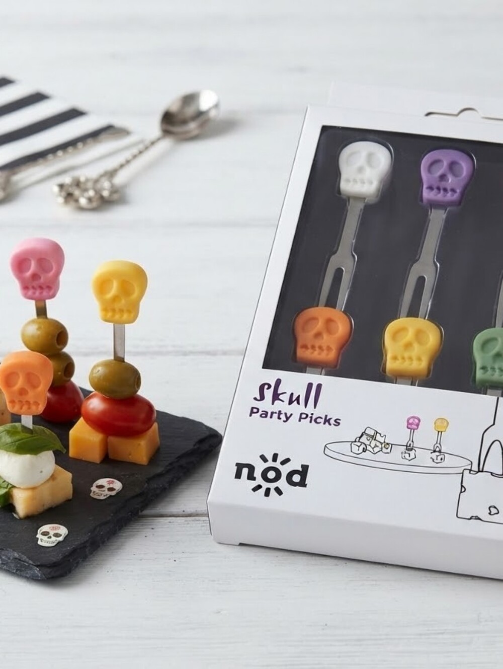 ​Nod Skull Party Picks Appetizer Forks Set Brand New in Box HALLOWEEN